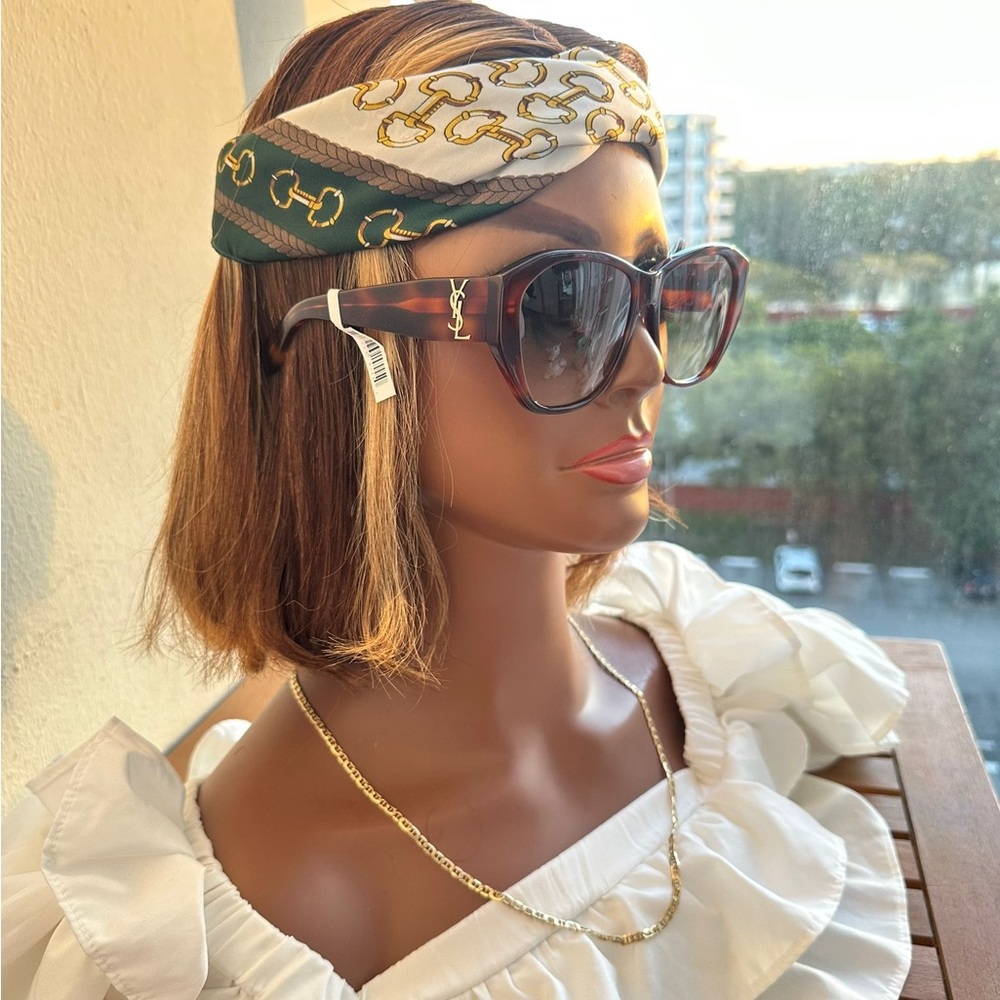 💯- New SAINT LAURENT SLM8 Cat Eye HAVANA Brown Frame/Grey Lenses Sunglasses